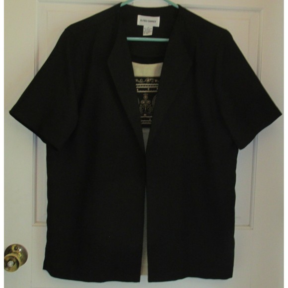 Alfred Dunner Womens Black & Tan Polyester One-Piece Open Cardigan Blouse Sze 12 - Picture 1 of 7